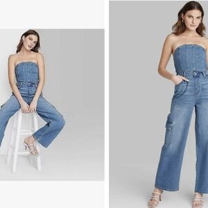 Wild Fable denim tube cargo jumpsuit size medium